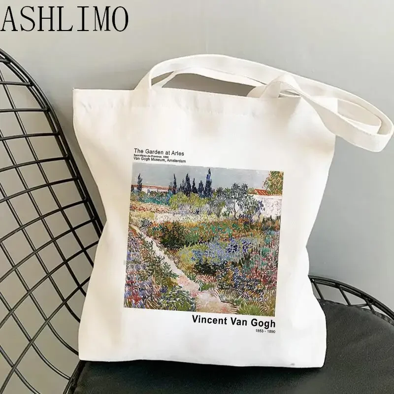 Van Gogh pittura Shopper Bag Harajuku donna Shopping Bag Canvas Shopper Bag Girl Tote Bag borsa a tracolla Lady Bag