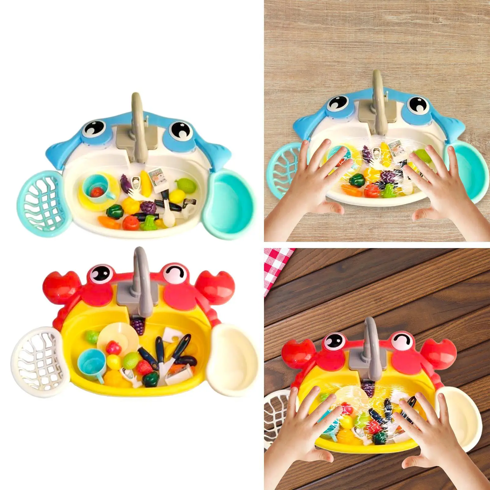 Kitchen Sink Toys Role Playing Game with Running Water 20Pcs Kitchen Accessories