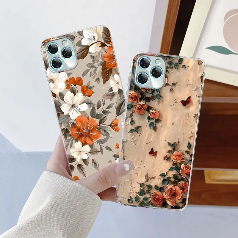 Dla Blackview A95 A85 A80S A100 Etui Luksusowe etui na telefon Dla Blackview A200 Pro A80 Kwiat Przezroczysty miękki silikonowy pokrowiec ochronny