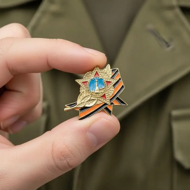 Ribbon Badge With Russian Flag Enamel Lapel Pin Victory Day Order Memorial Brooch Festive Symbol Pin