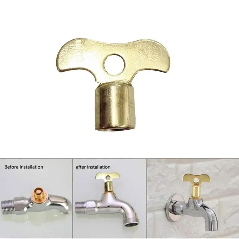 E1PC Key For Water Tap Solid Brass Special Lock New Radiator Plumbing Bleeding Keys Square Socket Hole Water Tap Faucet Key