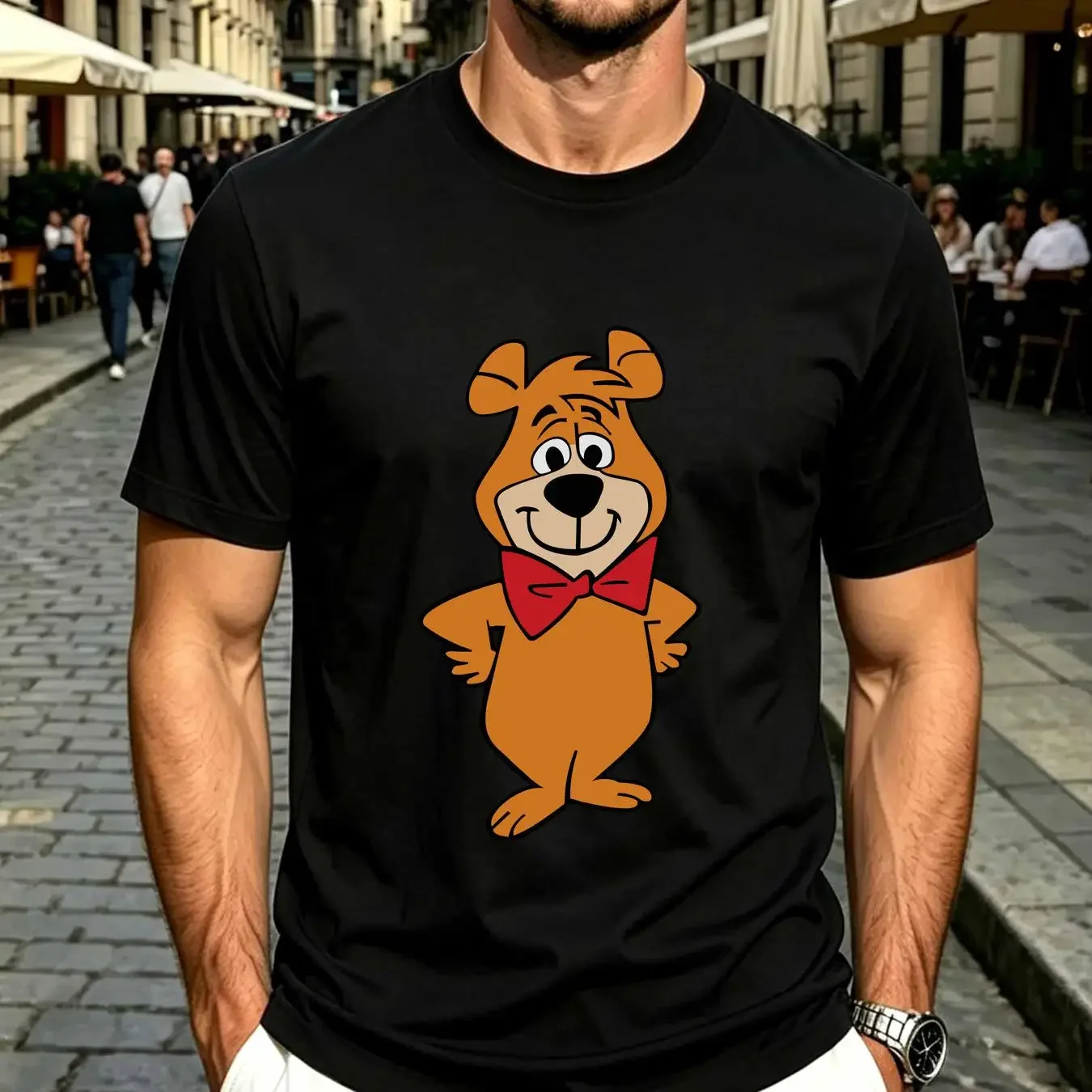 washed T Shirt Men's Bubu 2 the friend of bear Yogi RANGER SMITH JELLYSTONE long or short sleeves vintage Washed Slightly