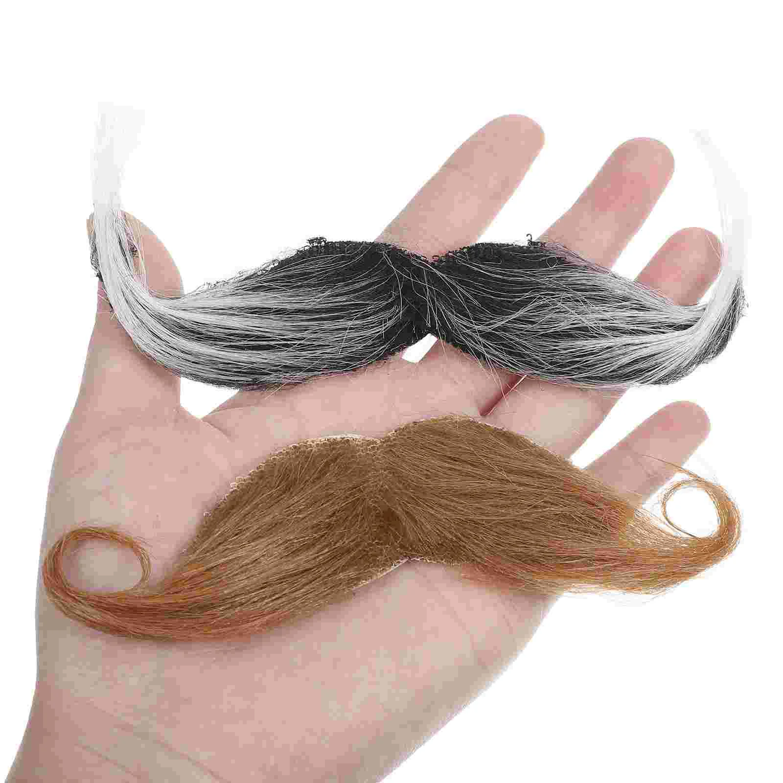 2 Pcs Halloween Beard Costume Mustache Party Fake for Men Simulated Handlebar Cosplay