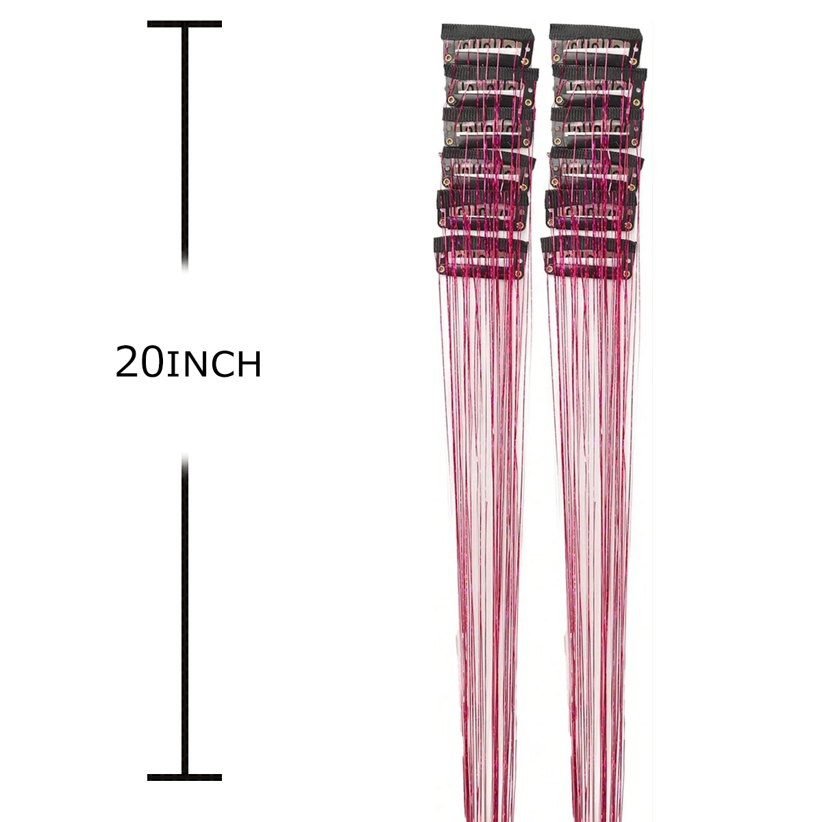 12Pcs Synthetic Hair Tinsel Clip in 20Inch Glitter  Tinsel Hair Clip in Hair Tinsel Kit Heat Resistant Shiny Sparkle Fairy Hair