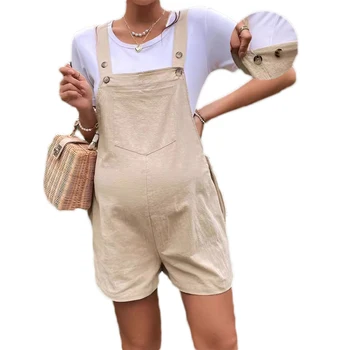 2025 nowe europejskie i amerykańskie damskie Retro Casual krótkie spodnie w ciąży kombinezon ciążowy ubrania ciążowe