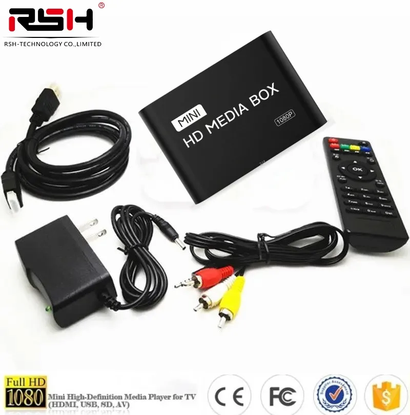 RSH Full HD 1080P Media Player Center MultiMedia Video Player Media Box With HDMI-compatible AV USB SD/MMC MKV H.264