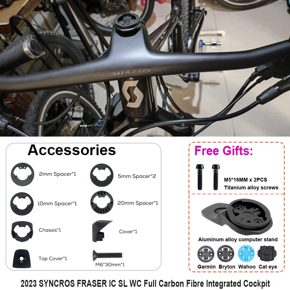 2023 SYNCROS FRASER IC SL WC Full Carbon Fibre Integrated Cockpit For Sparks Frame -20°  MTB Handlebar Bicycle Accessories