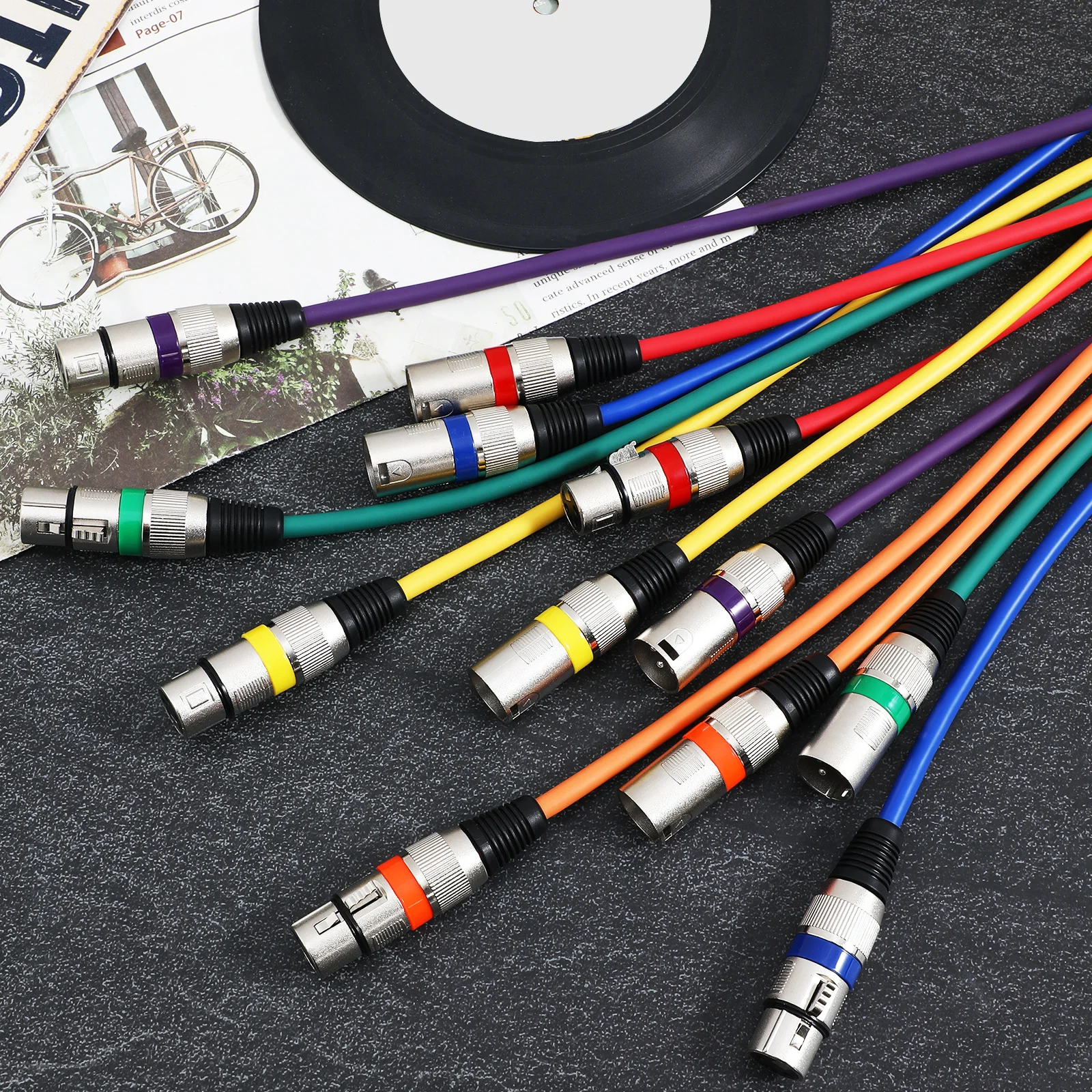 

1 set Xlr Microphone Cable Set Audio Line Kit For Speaker Mixer Mic Cords Durable Sturdy Multiple Colors Easy Plug Professional