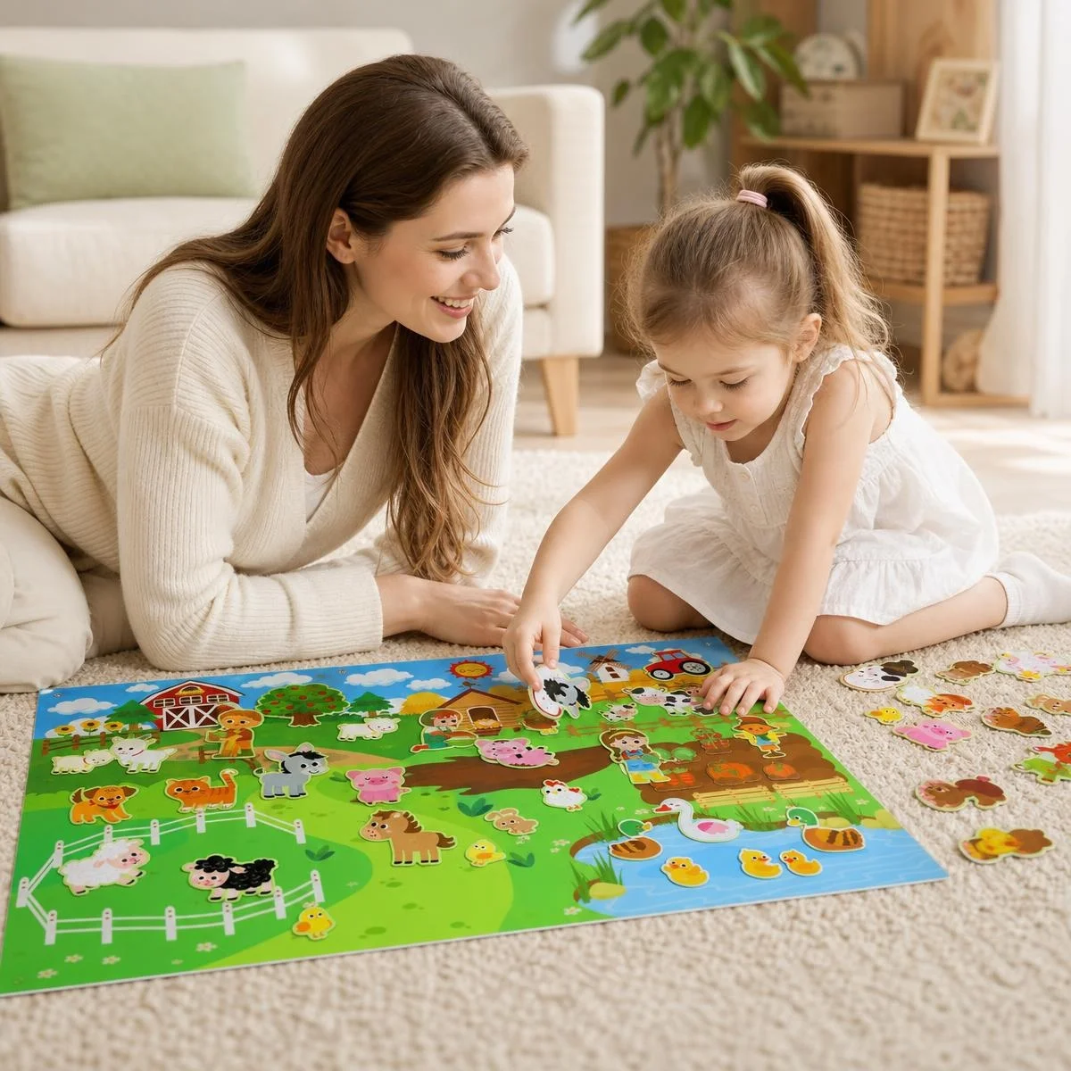 Bauernhoftiere Filz-Beschäftigungsbrett Vorschulbildung Spielzeug Geschichtenerzählen Frühes Lernen Interaktives Spielset Wanddekoration für Kleinkinder – Detail 3