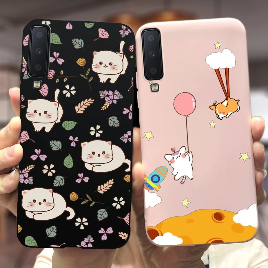 For Samsung Galaxy A7 2018 Case SM-A750F Cute Dinosaur Cartoon Cover Shockproof Phone Case For Samsung A7 2018 Soft Fundas Coque