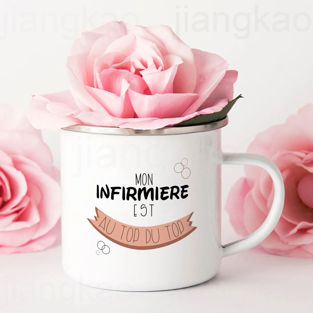 Best Nurse in The World Rainbow Printed Enamel Mugs Coffee Cups Drinks Juice Mug Hot Cocoa Milk Handle Cup Gift for Infirmiere