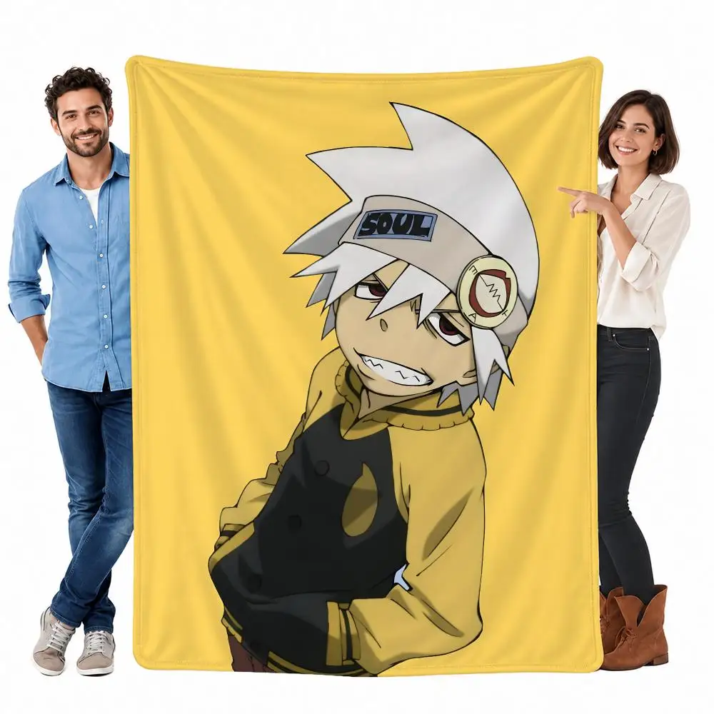 Gothic Anime Soul Eater Throw Custom Printed Flannel Fleece Blanket for Sofa Bed Office Travel & Camping