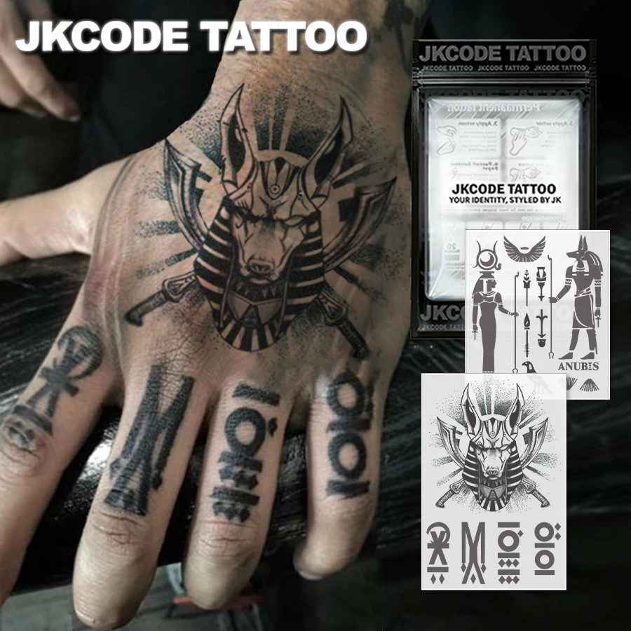 2-Piece Semi-Permanent Tattoo Set | Dark Anubis Tattoo Stickers
