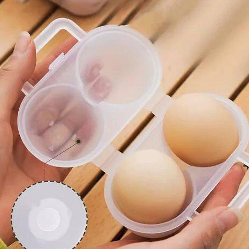 1pc 2-Cell Outdoor Portable Egg Box Plastic Egg Tray Refrigerator Egg Storage Box Shock-absorbing And Anti Drop Egg Loade