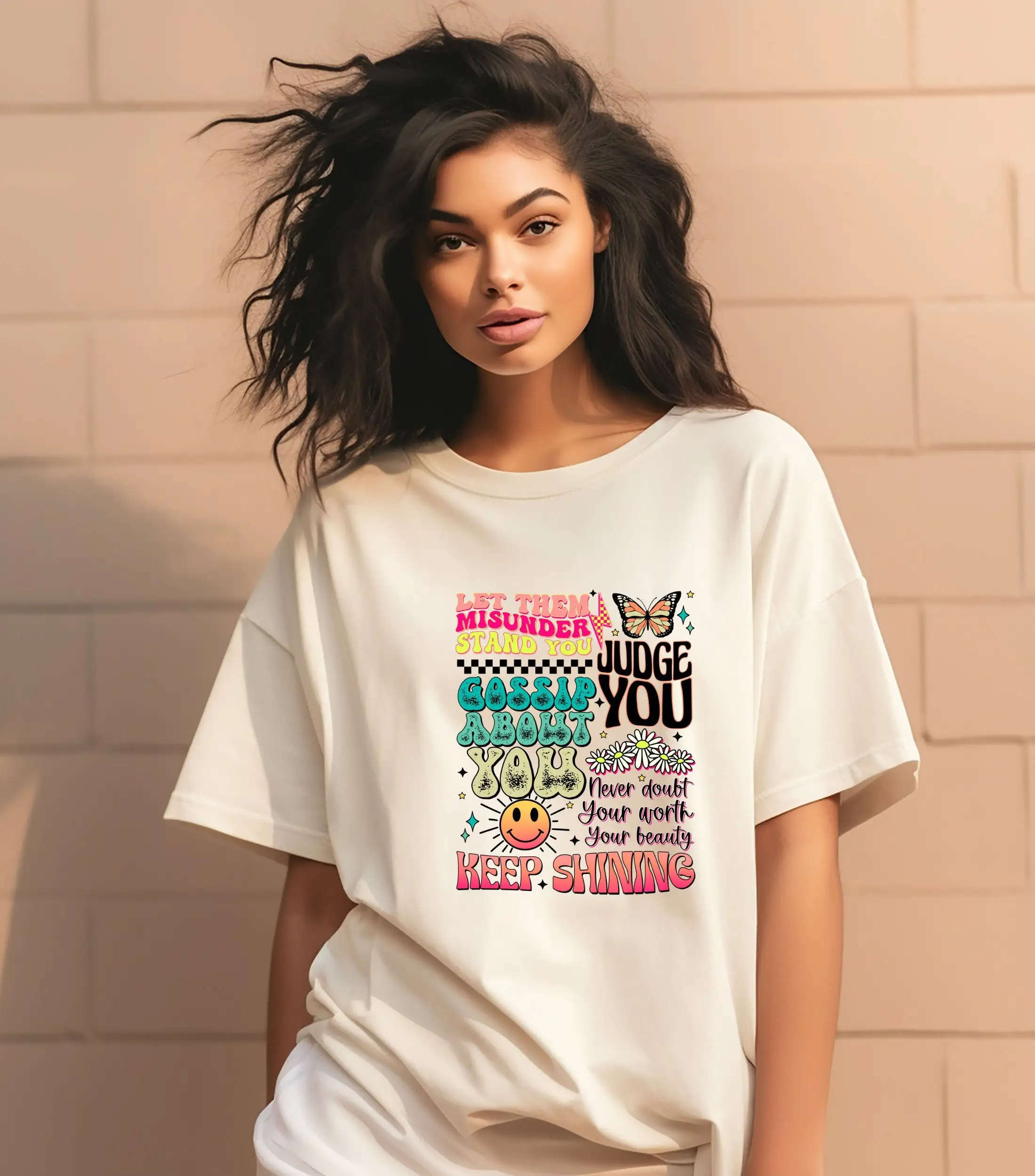 Let Them Misunderstand You Judge Gossip About T Shirt Groovy Retro Trendy Inspirational Motivate