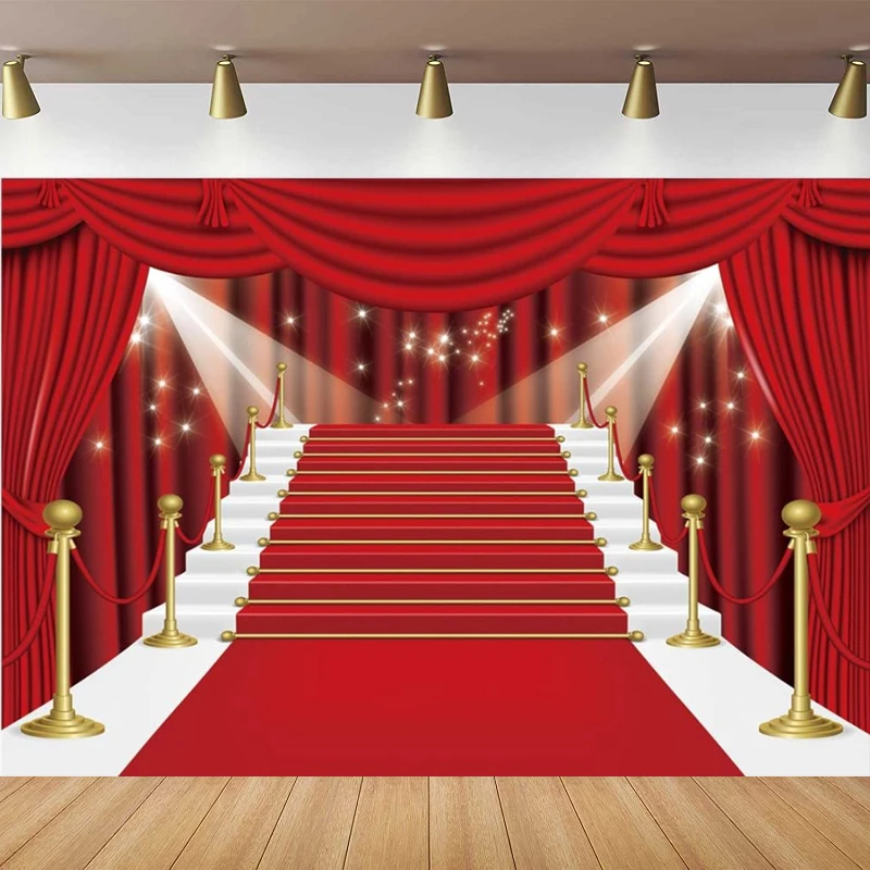 

Red Curtain Stage Photography Backdrop Red Carpet Film Red Curtain Stars Celebrity Party Banner Background Poster