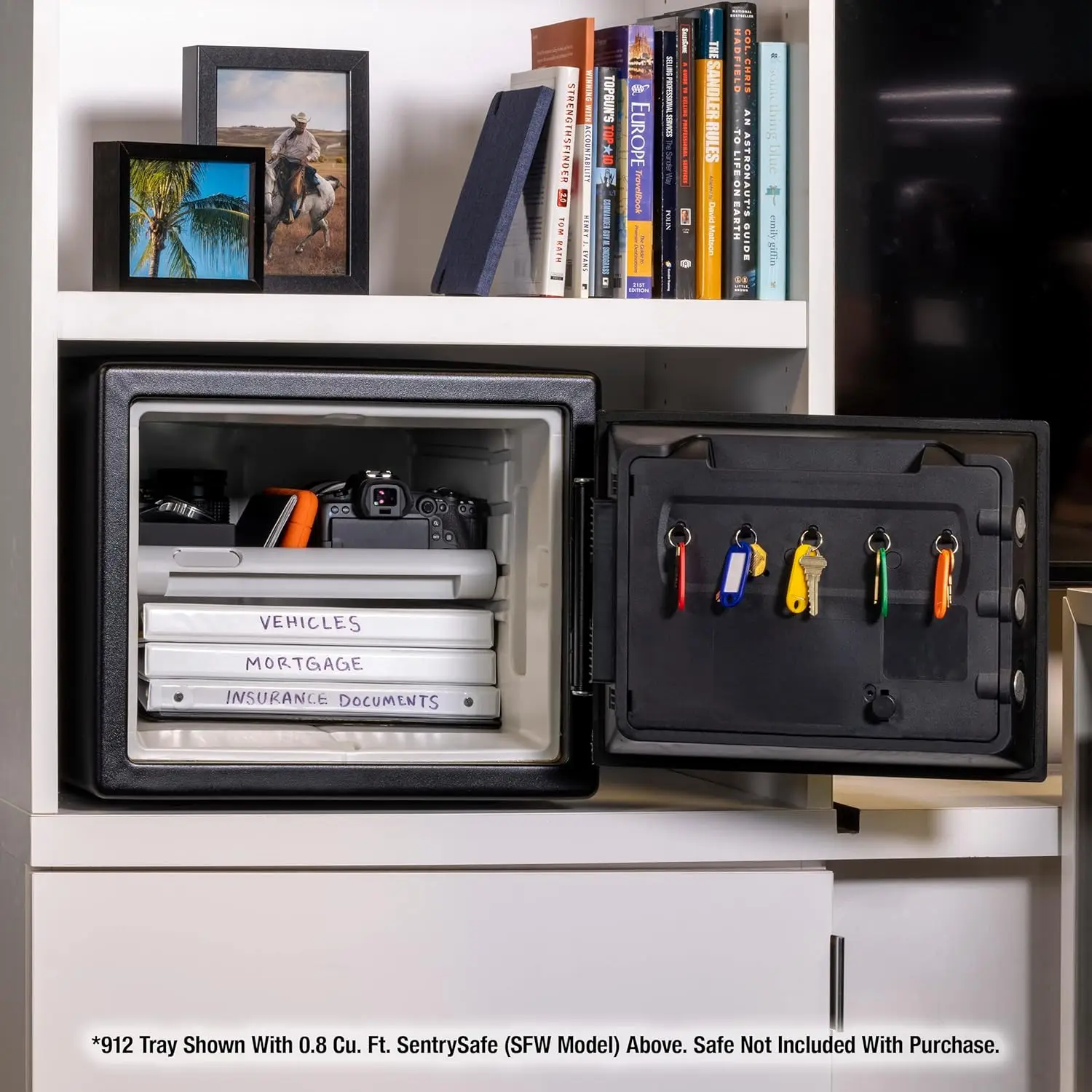 Fireproof & Waterproof Steel Home Safe, 1.23 Cubic Feet, 17.8 x 16.3 x 19.3 Inches, SFW123FUL, Black, Multi-Positional Safe Tray