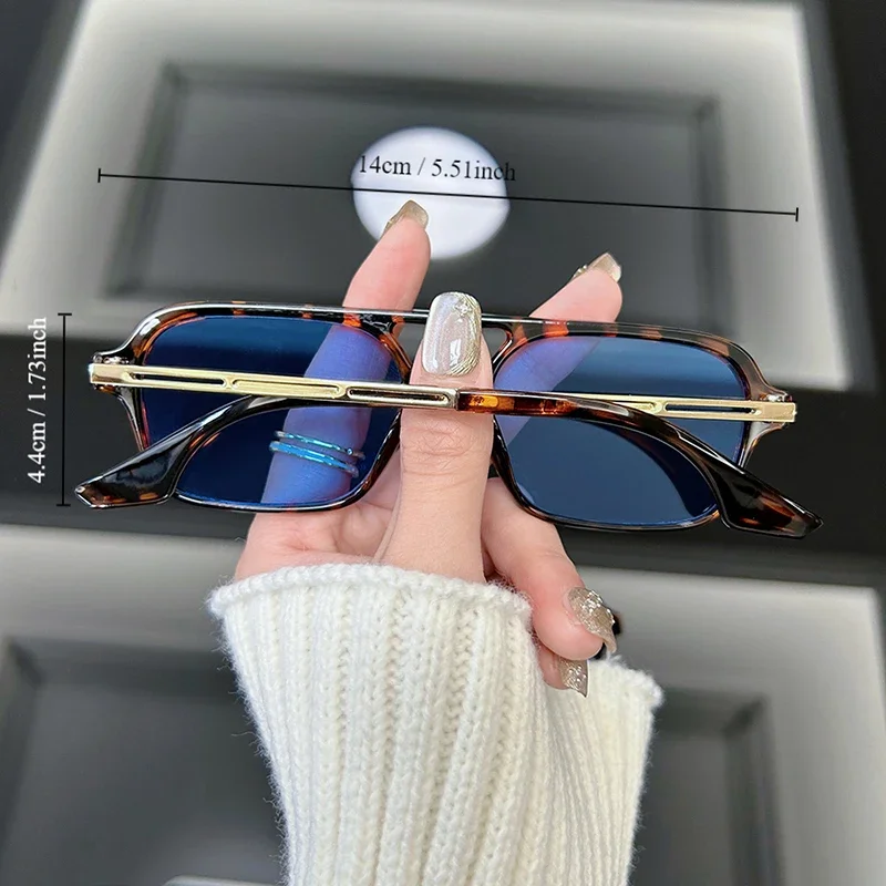 Square Vintage Sunglasses Women Brand Designer Leopard Sun Glasses Female Fashion Ocean Color Small Frame Oculos De Sol