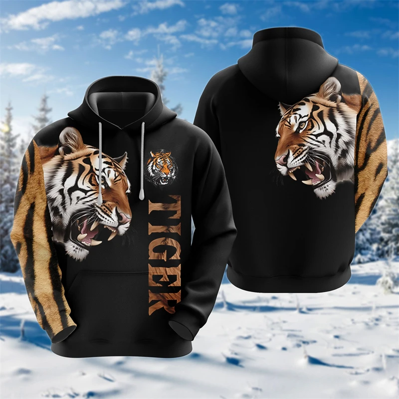 ثلاثية الأبعاد البنغال النمر طباعة هوديس للرجال الملابس Harajuku موضة الحيوان هودي الصبي رياضية القوطي خمر الرعب البلوفرات بلوزة أطفال #2
