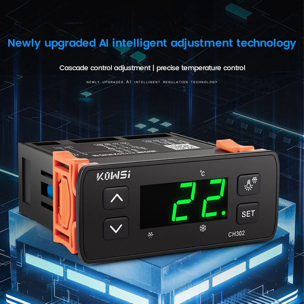 Imagem -02 - Termorregulador Termostato com Sensor Duplo Ntc Kws-ch302 Temperatura Digital Geladeira Alarme de Descongelamento ac 110v220v