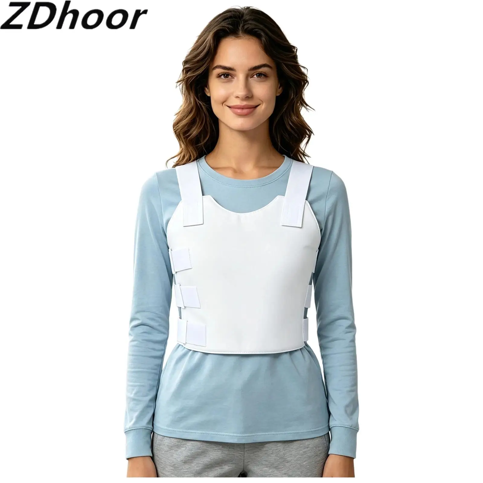 Unisex Adults Post Surgery Chest Support Vest with Adjustable Loop-hook Fastener Padded Chest Compression Wrap for Recovery