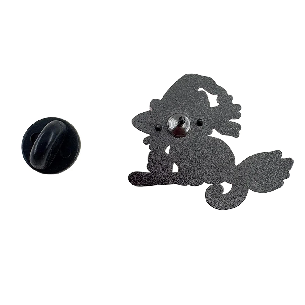 Witch Black Cat Enamel Pin Halloween Kitty Ghost Broom Brooch Cute Stained Glass Funny Pet Gift Badge Accessory For Cat Lovers