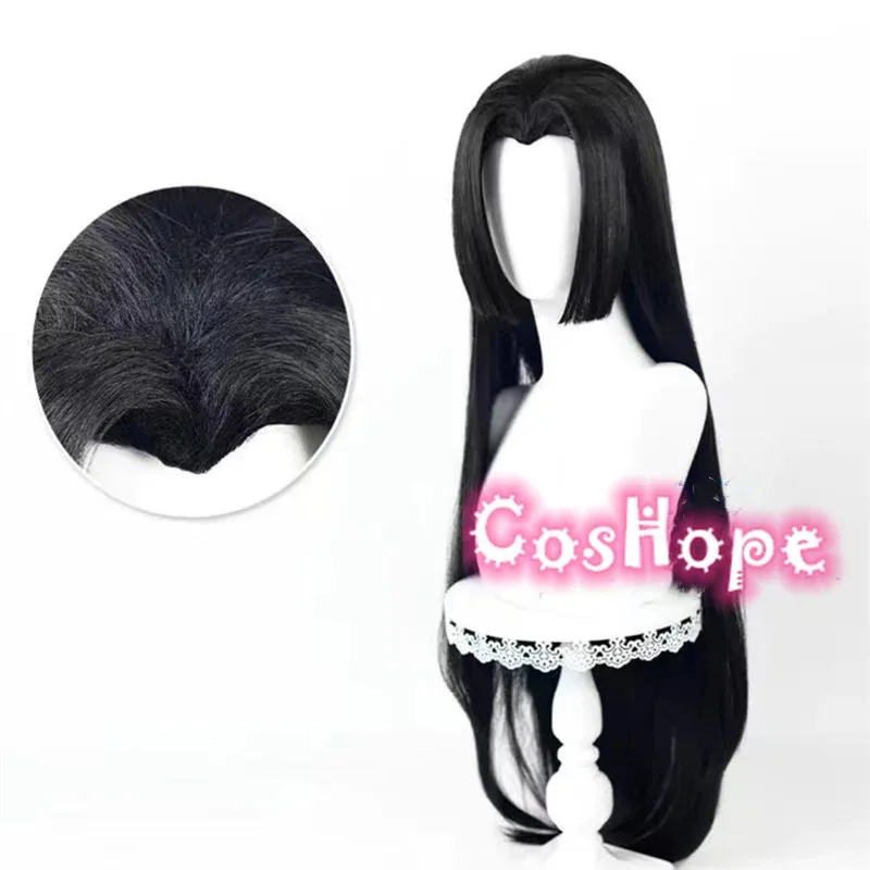 Boa Hancock Wig Hitam Lurus Panjang 100Cm Wanita Cosplay Anime Wig Sintetis Tahan Panas
