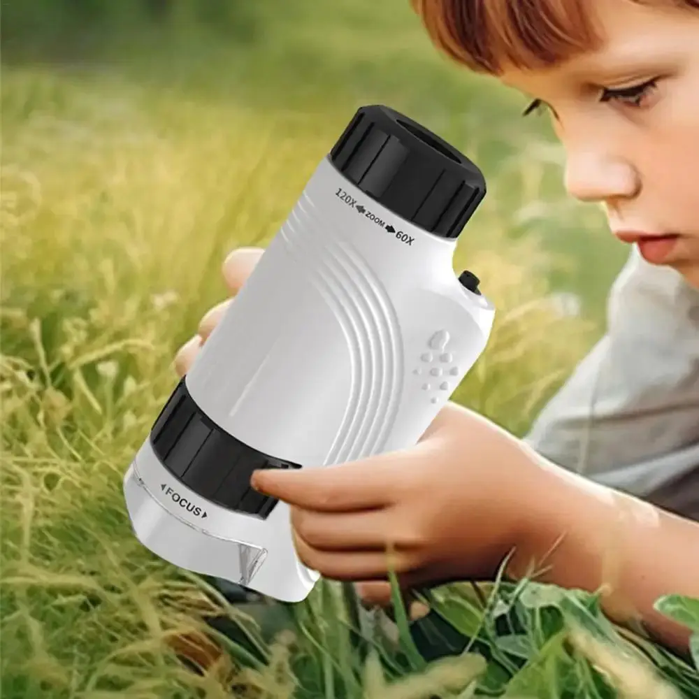Портативный ручной микроскоп 60x-120x со светодиодной подсветкой и ремешком на запястье Детский карманный микроскоп Съемный Улучшение познания