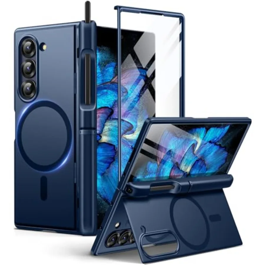 

Чехол для Z Fold 6 с защитой экрана, совместимый с MagSafe, со встроенной подставкой, слотом для S Pen, защитой шарнира, полная защита от ударов.