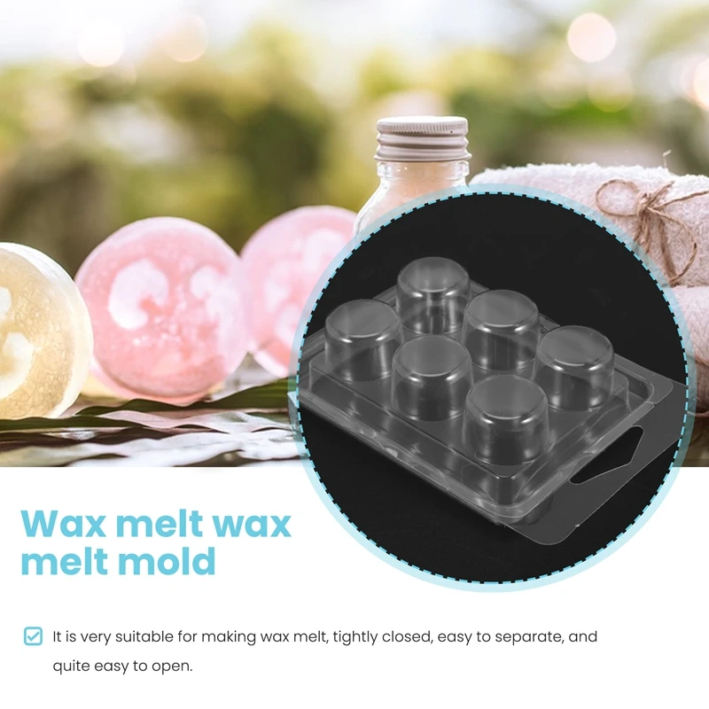 60 Pack Wax Melt Containers-6 Cavity Clear Empty Plastic Wax Melt Molds - Clamshells For Tarts Wax Melts.