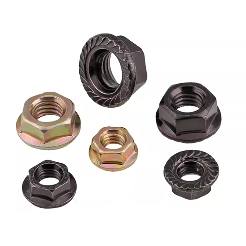 Black/Coloured Zinc/Nickel-Plated Hexagon Hex Flange Nuts Serrated Spinlock Locking Nut M2 M2.5 M3 M4 M5 M6 M8 M10 M12 M16