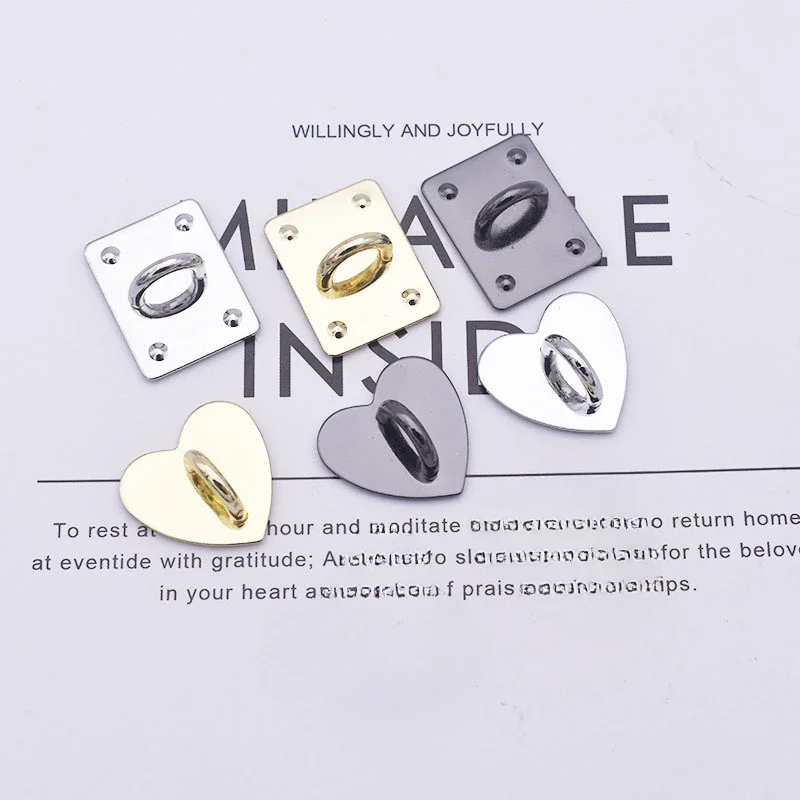 5pcs Korean Fringe Metal Hook Diy Accessories Round Heart Square Button Mobile Phone Case Pendant Alloy Material