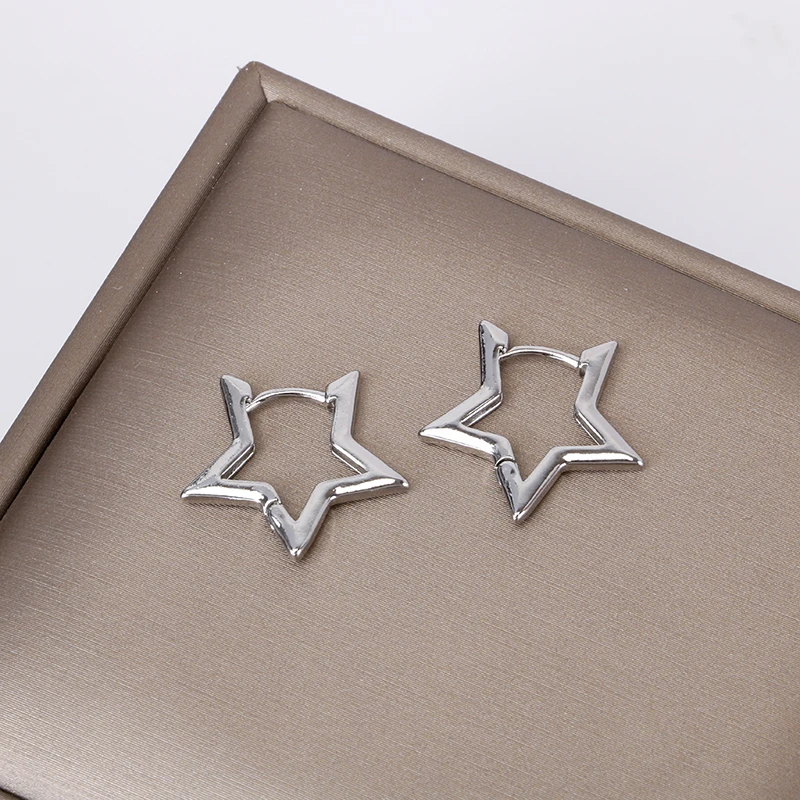 Hgflyxu Small Hoop Earrings Star Smart Cut Ear rings Fashion Jewelry 10mm Wholesale
