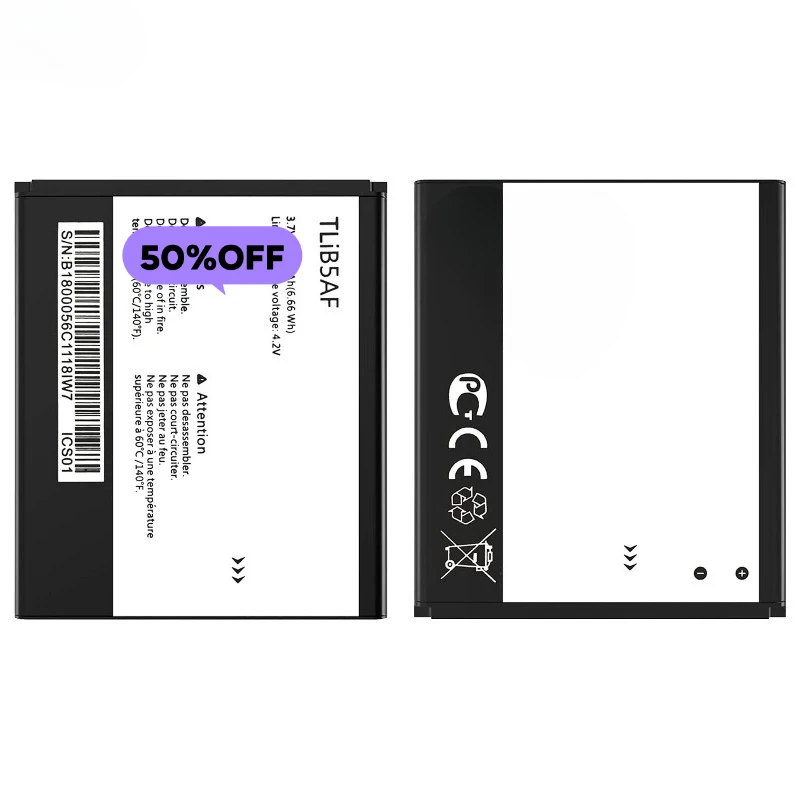 TliB5AF for Alcatel TCL S800/One Touch 997D/OT-997D Smart OT-5035X'POP/C5/5036D  Phone Battery Replacement Bateria Grade A Cell