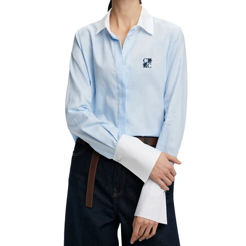 Imagen 1 del producto CHCH camisa de mujer bordada con flores elegante Primavera Verano blusas de mujer cuello suelto rayas Oficina Tops femeninos