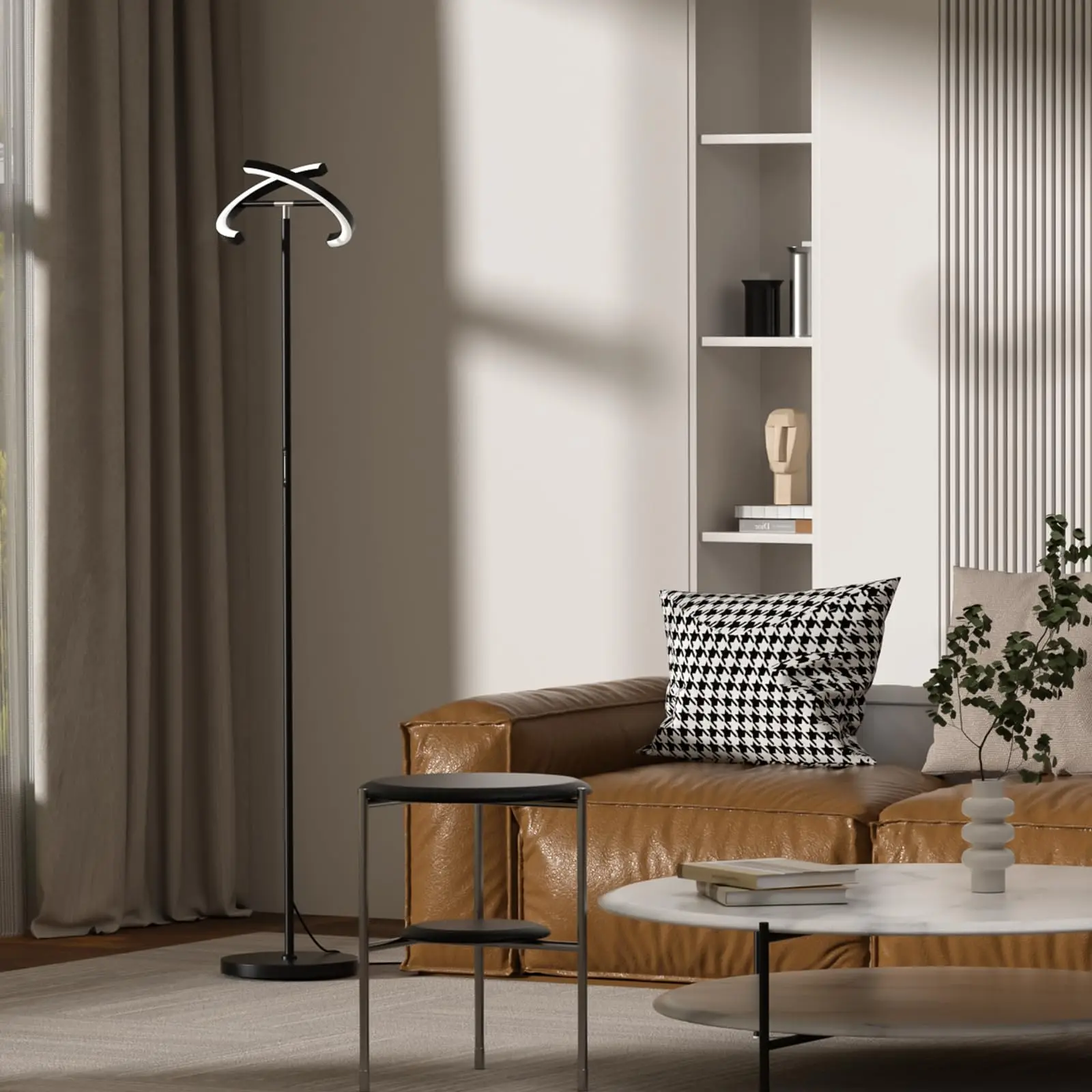 Modern Stepless Dimmable Standing Lamp Rotatable Reading Standing Light,Touch&Remote Control Uplighter Floor Lamp for Bedroom