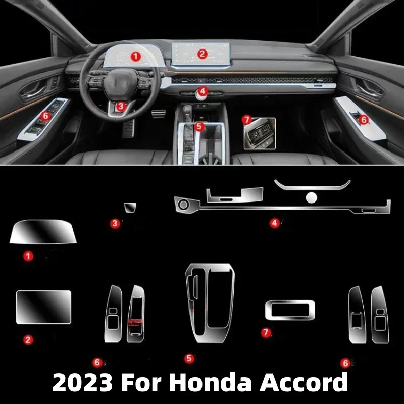 

Прозрачная пленка из ТПУ для Honda Accord 2023 Автомобильная наклейка для внутреннего интерьера центральная консоль шестеренка сенсорного экрана приборной панели