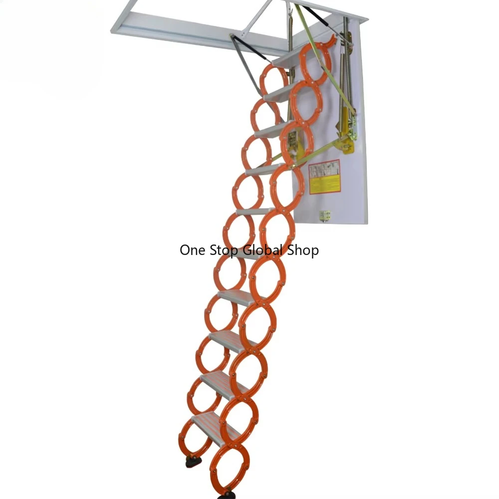 High Quality Telescopic Manual Operation Attic Ladder Staircases Modern Design Retractable Step Ladder for Small Spaces