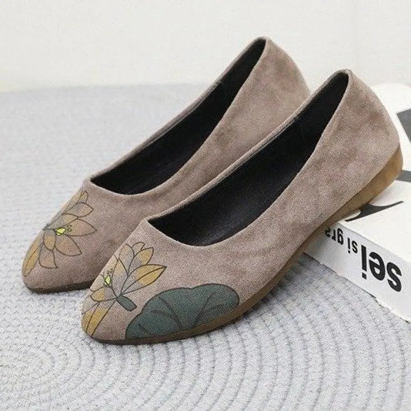 

NEW Vintage Embroidered Women's Flats Flower Slip on Cotton Fabric Linen Comfortable Old Peking Ballerina 2024 Shoes Feminino