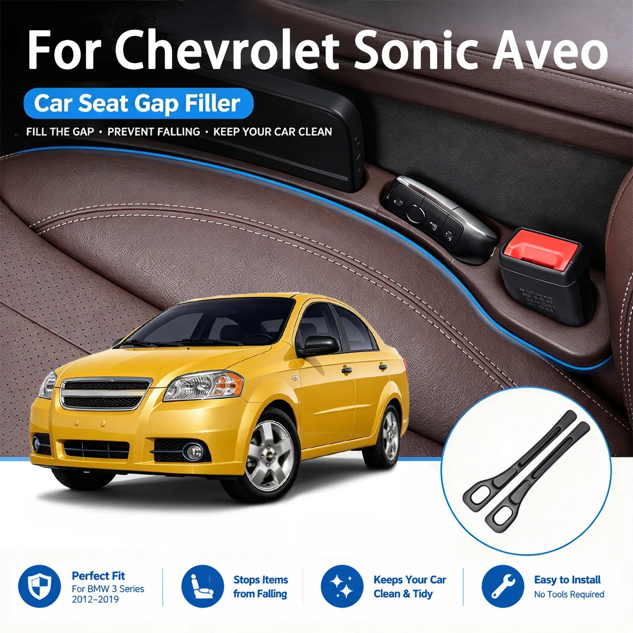 Easy Install Gap Filler Strips For Chevrolet Sonic Aveo High Quality, Stylish Convenient Prevent Small Items Falling Tool-Free