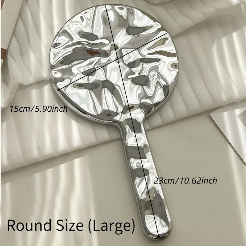 مرايا مكياج بمقبض عتيق، مرايا مكياج عالية الدقة محمولة مربعة الشكل، مرآة مكياج صغيرة مطلية بالكهرباء #6