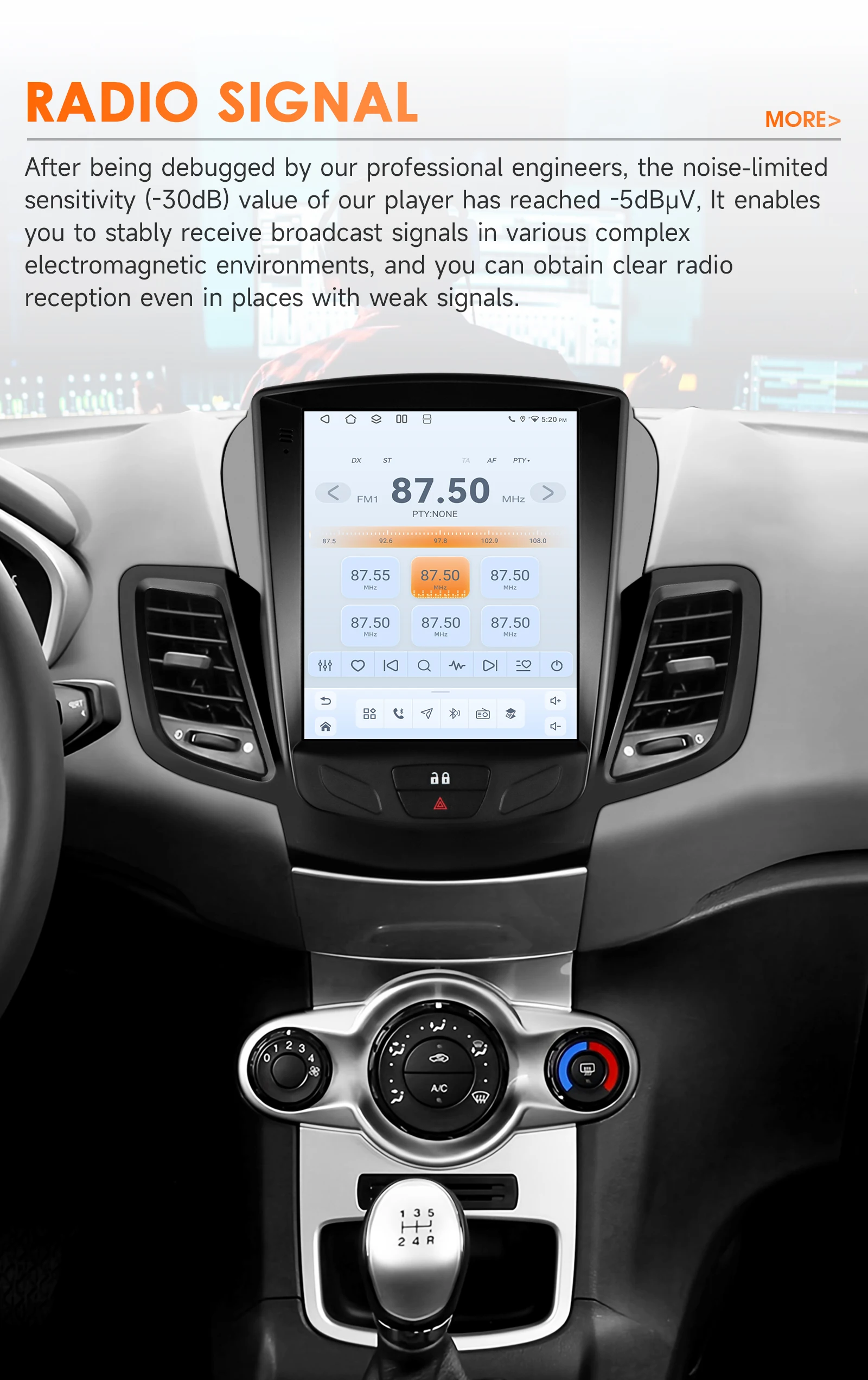 Android Autoradio für Ford Fiesta MK7 2009-2017 Multimedia GPS-Navigation Carplay 9,7 Zoll Tesla-Style