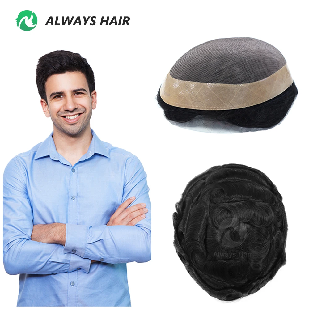 

Прочный эхо моно мужской парик 6-дюймовый протез для волос мужской индийский человеческий волос мужской парик