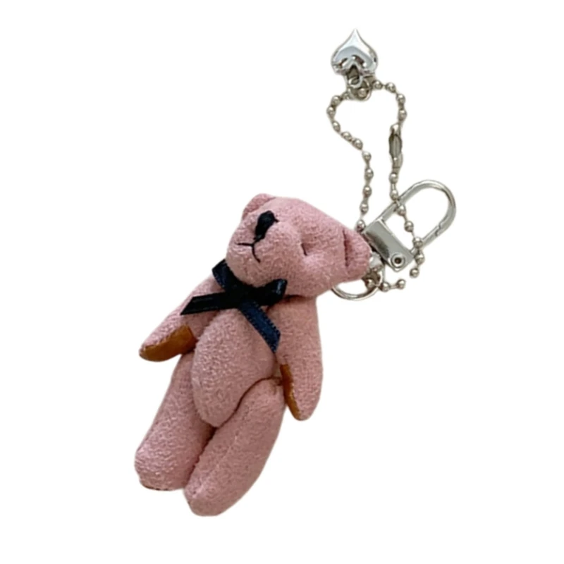 Lovely Bear Keyring with Heart Bowknot Sturdy Craftsmanship Variety of Color