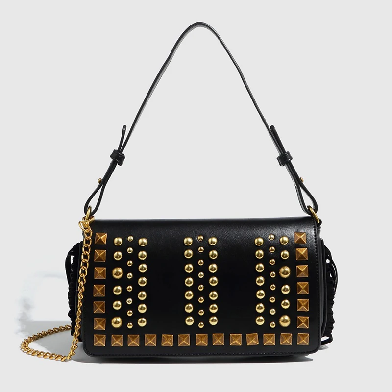 Fashion Women's Bag 2026 New Studded Vintage with Tassel Shoulder Bag Rivet Crossbody Bag Handbags for Women Designer Luxury