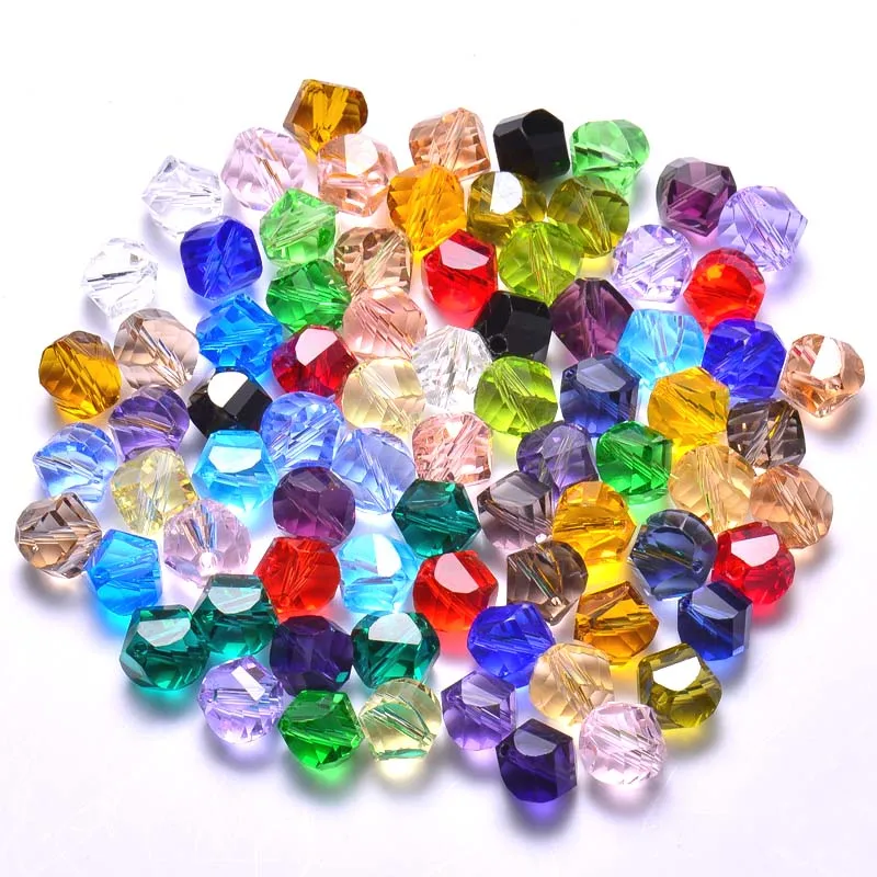 StreBelle 100pcs 6mm Twist Irregular Shape Austria Faceted Crystal Glass Loose Spacer Round DIY Beads for Jewelry Making