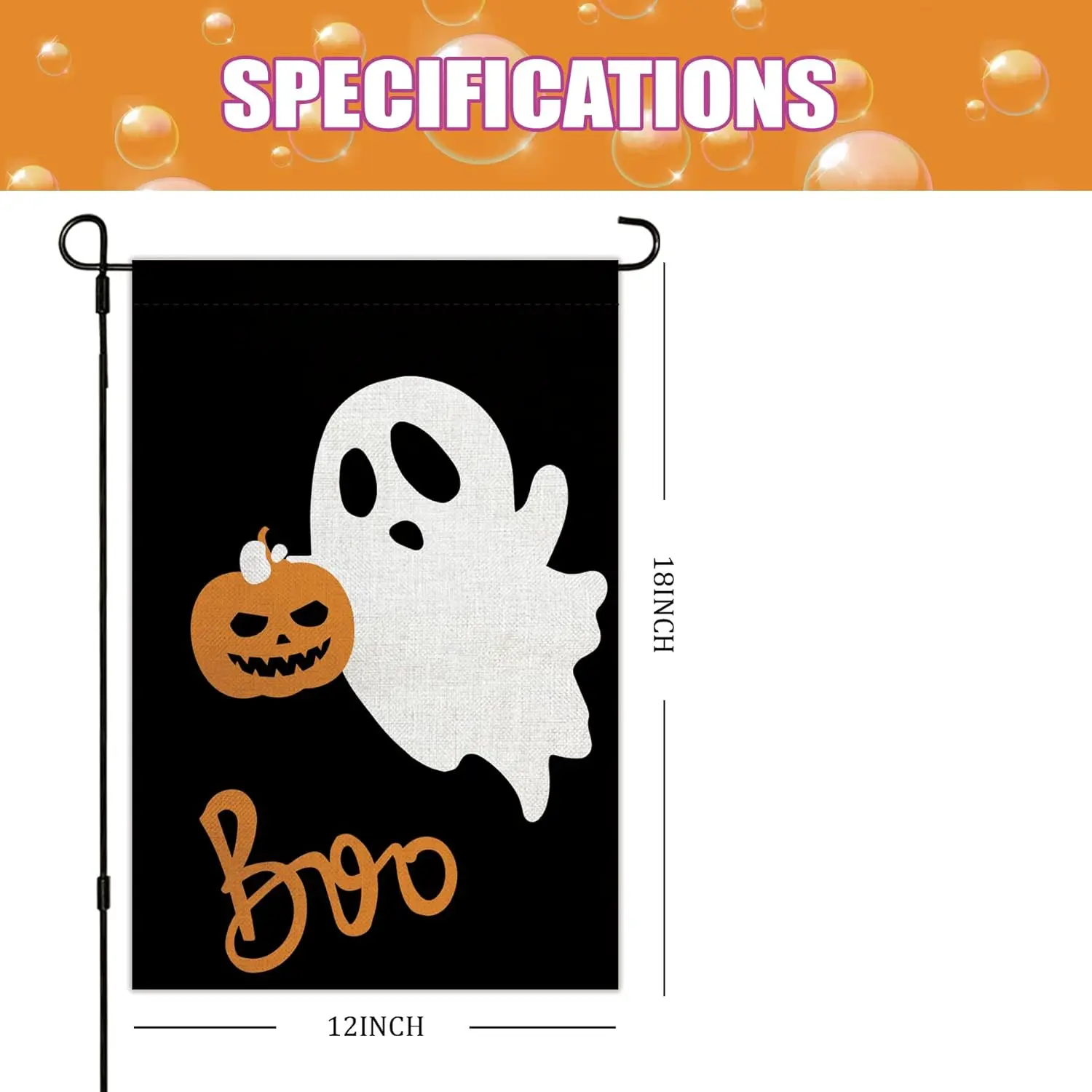 Happy Halloween Garden Flag 12 x 18 Inch,Burlap Pumpkin Spooky Halloween Yard Garden Flags Decorations Outdoor For Home Bann yyi
