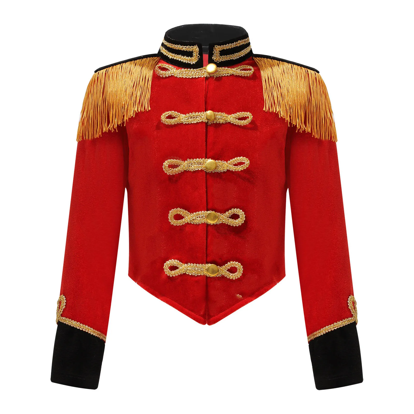 Costume de maître LYus pour enfants, manches longues, frange, pompon, veste épaulette, meneur de combiné, batteur, cosplay, vêtements d'Halloween pour filles