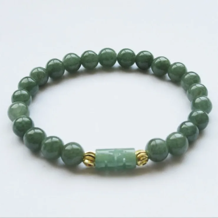 

Lao Keng Burmese Jade 6MM Масляно-синий браслет с круглыми бусинами, Jade Road Through, мужской и женский нефритовый браслет, древний стиль