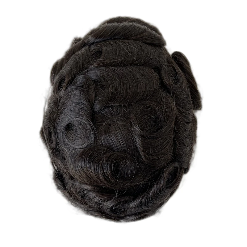 Q6 Lace Toupee Men Europe parrucca maschile per capelli umani parrucca anteriore in pizzo svizzero con sistema di sostituzione dei capelli da uomo in Pu parrucca da uomo capelli naturali